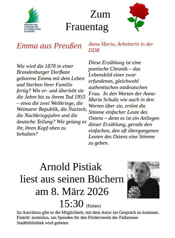 Arnold Pistiak Lesung zum Frauentag