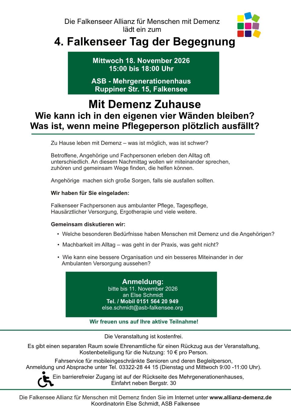 Mit Demenz Zuhause - Tag der Begegnung - 18 November 2026