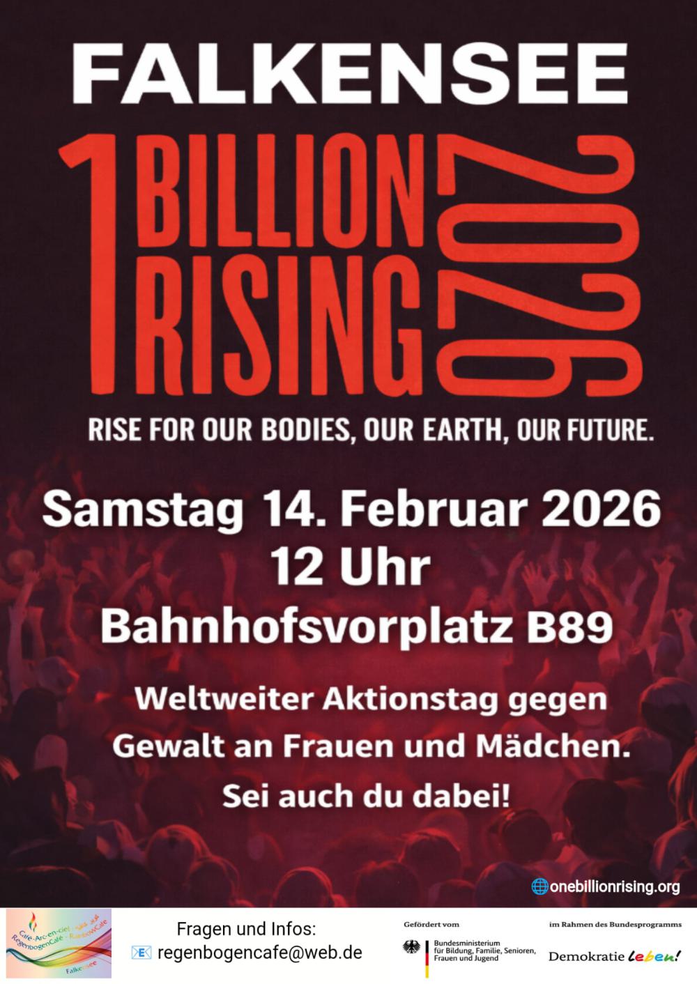 1 Billion Rising 2026 am 14.2.2026, 12 Uhr Bahnhofsvorplatz B89